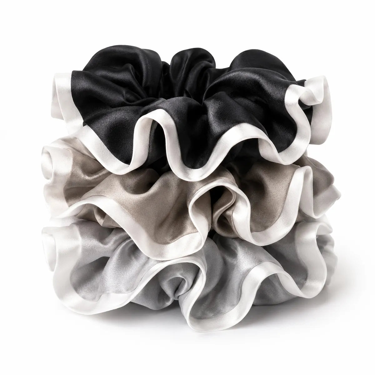 19 Momme Wide Color-Block Silk Scrunchies – Set of 3