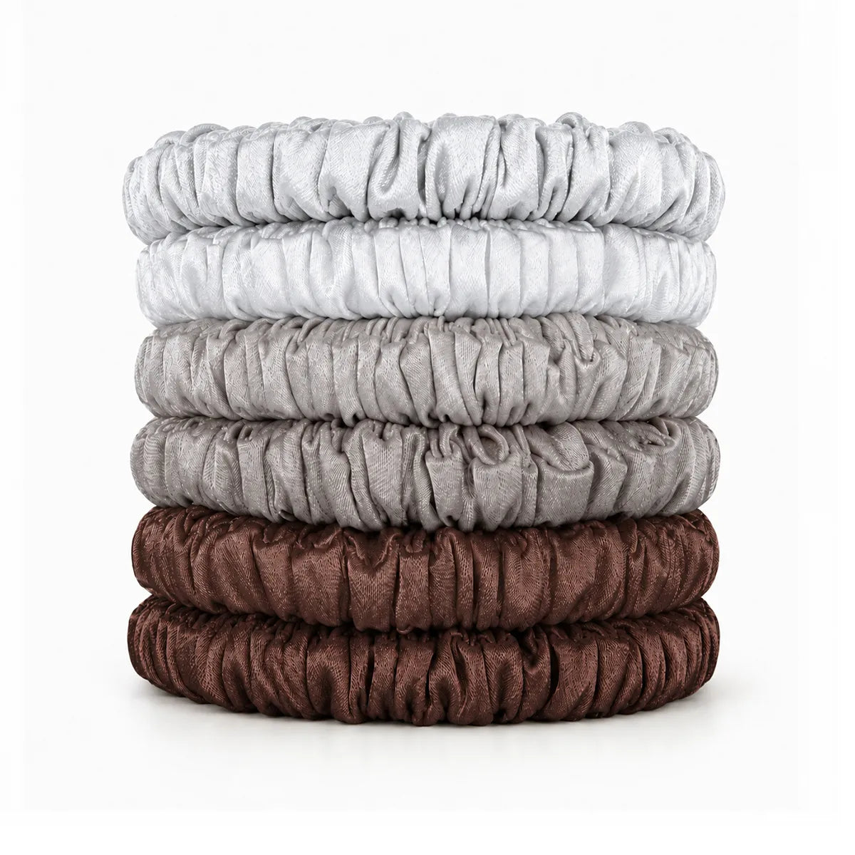 19 & 22 Momme 1cm Pleated Silk Scrunchies – Gift Set of 6