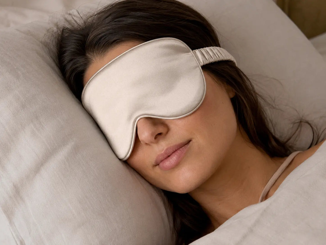 Sleeping with a silk eye mask