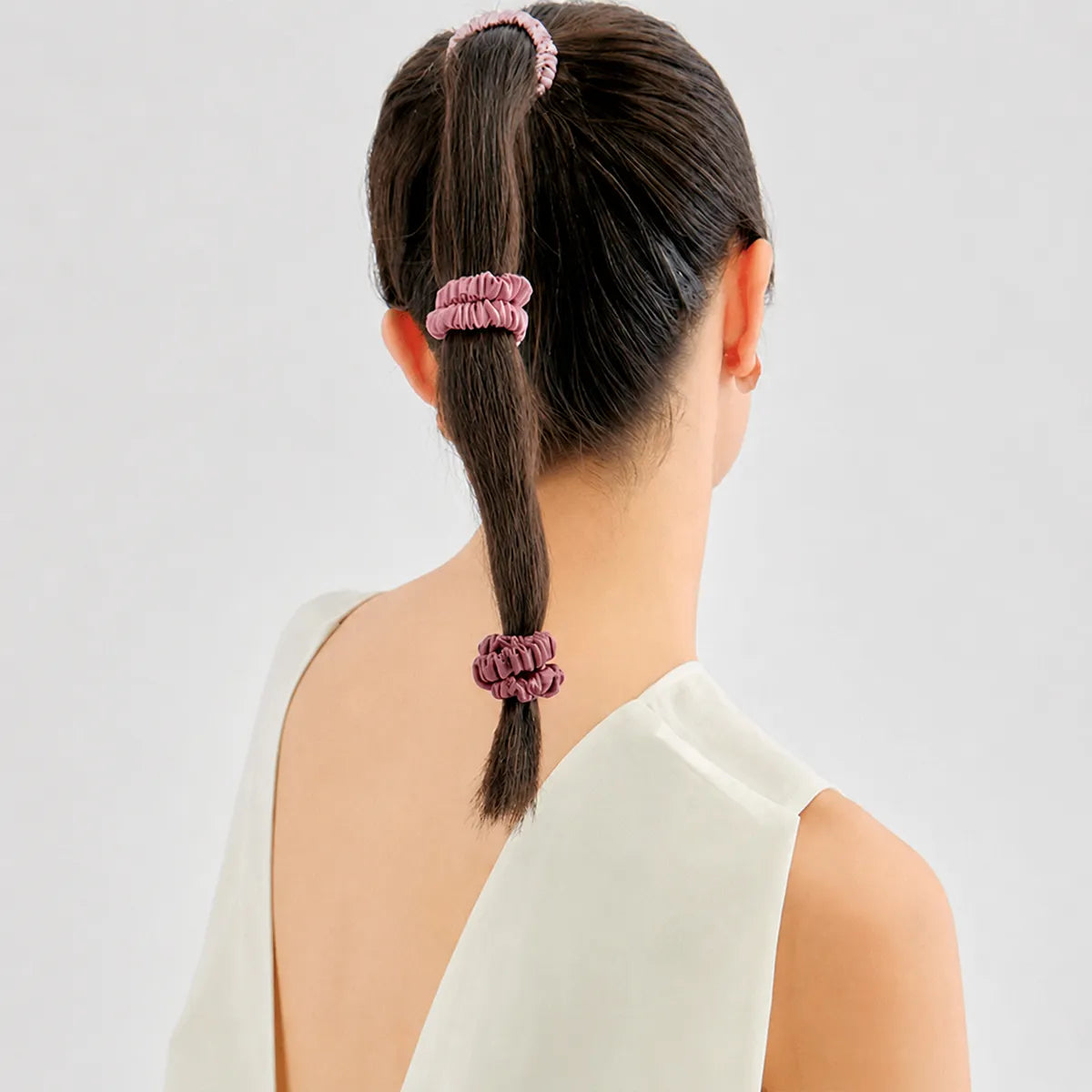 19 & 22 Momme 1cm Pleated Silk Scrunchies – Gift Set of 6