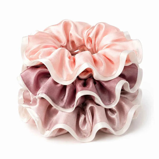19 Momme Wide Color-Block Silk Scrunchies – Set of 3