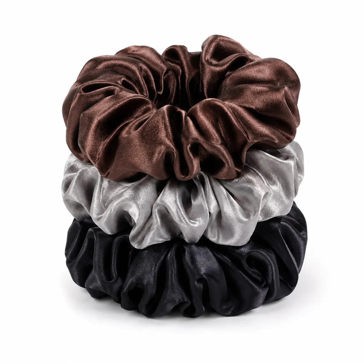 22 Momme Wide Ruched Silk Scrunchies – Set of 3