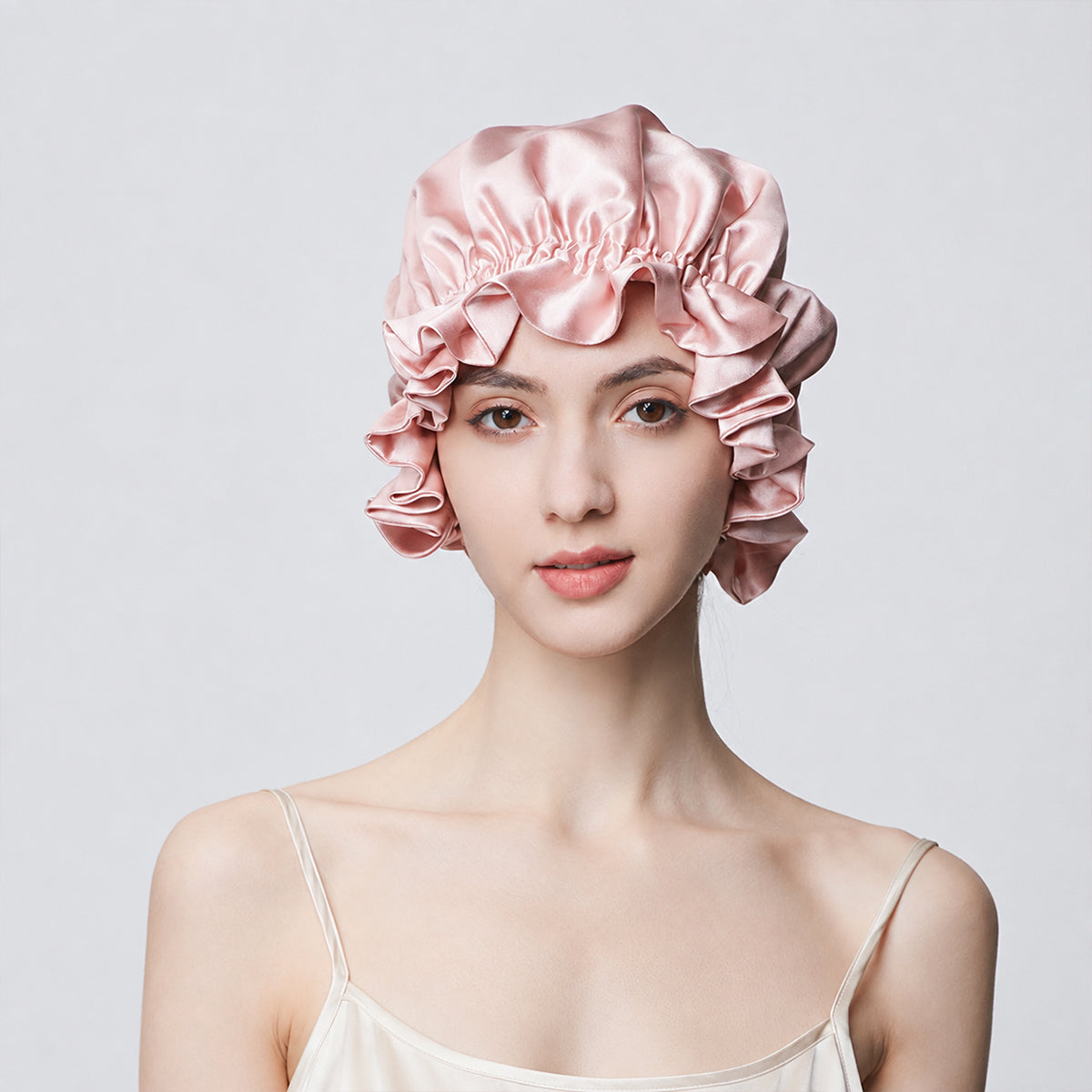 19 Momme Double-Layer Ruffled Silk Bonnet