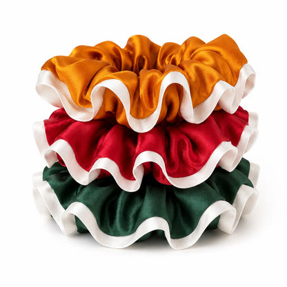 19 Momme Wide Color-Block Silk Scrunchies – Set of 3