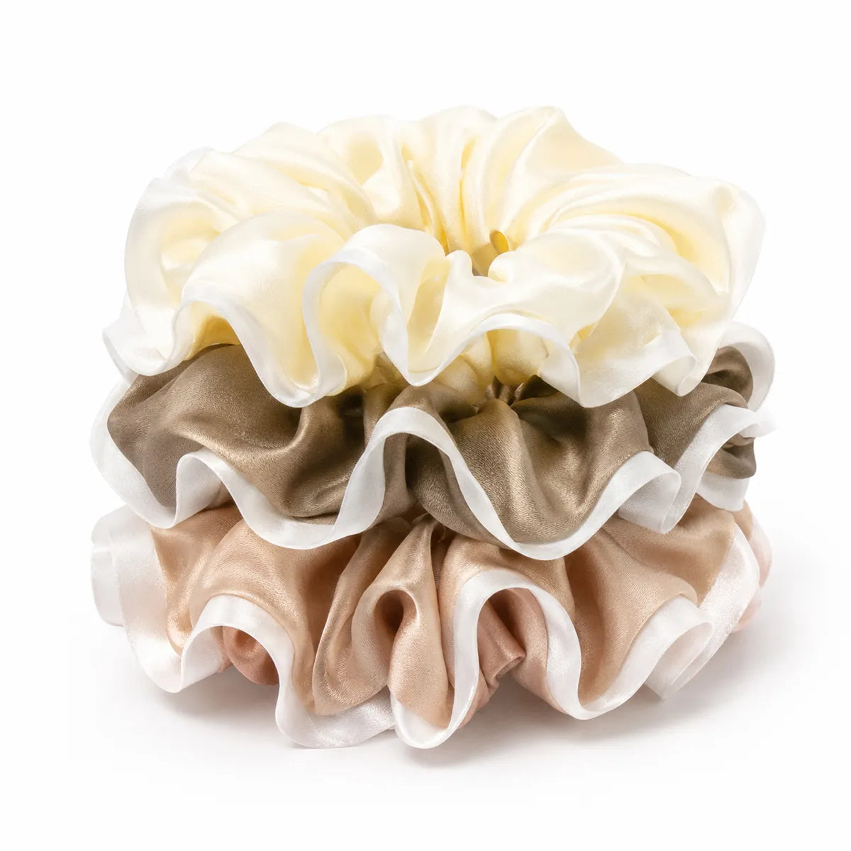 19 Momme Wide Color-Block Silk Scrunchies – Set of 3