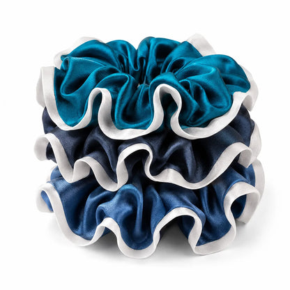 19 Momme Wide Color-Block Silk Scrunchies – Set of 3