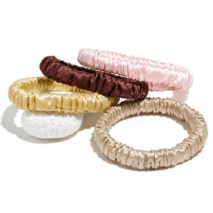 19 & 22 Momme 1cm Pleated Silk Scrunchies – Gift Set of 6