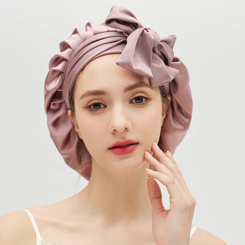 19 Momme Double-Layer Tie-Front Silk Bonnet