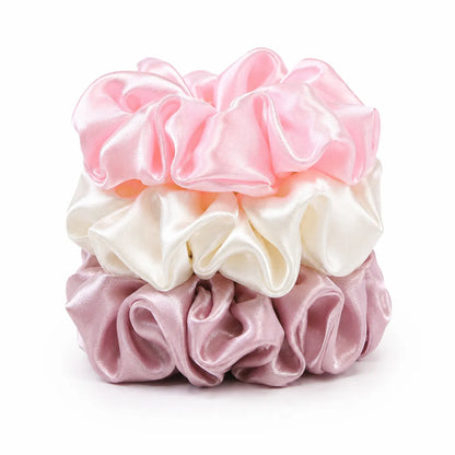 22 Momme Wide Ruched Silk Scrunchies – Set of 3