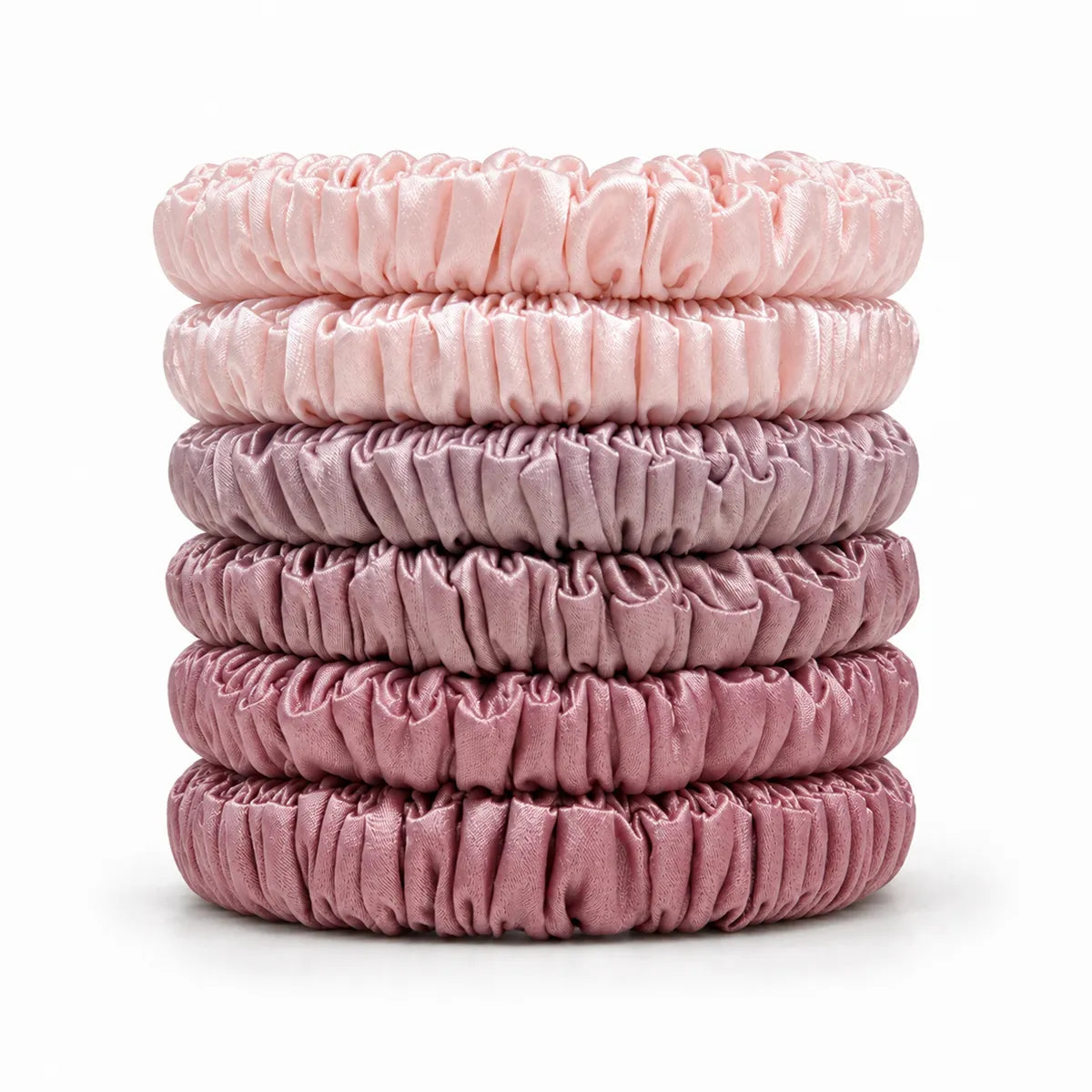 19 & 22 Momme 1cm Pleated Silk Scrunchies – Gift Set of 6