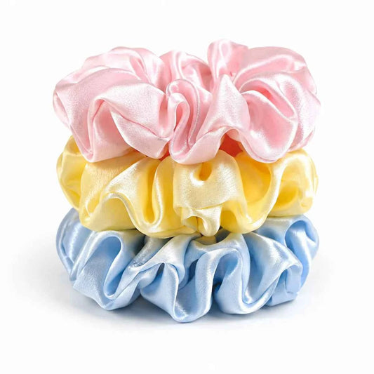22 Momme Wide Ruched Silk Scrunchies – Set of 3
