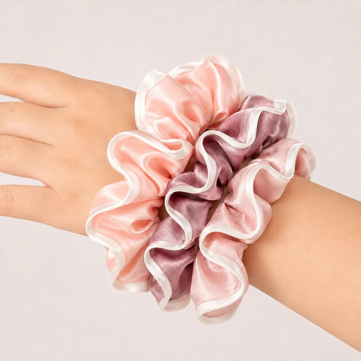 19 Momme Wide Color-Block Silk Scrunchies – Set of 3