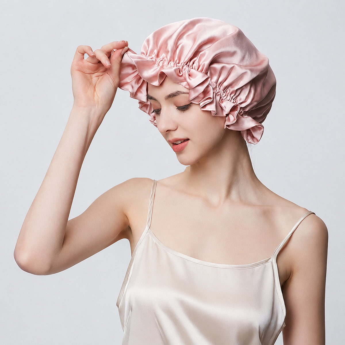 19 Momme Double-Layer Ruffled Silk Bonnet
