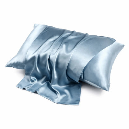 blue silk pillowcase