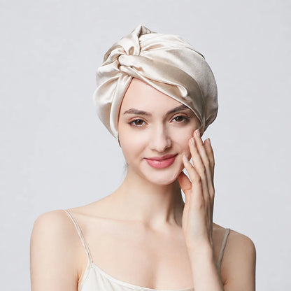 19 Momme Double-Layer Turban-Style Silk Bonnet