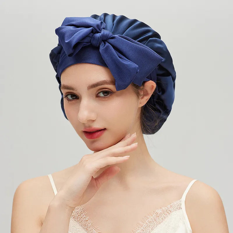 19 Momme Double-Layer Tie-Front Silk Bonnet