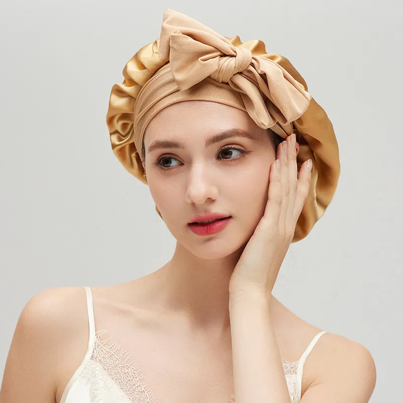 19 Momme Double-Layer Tie-Front Silk Bonnet
