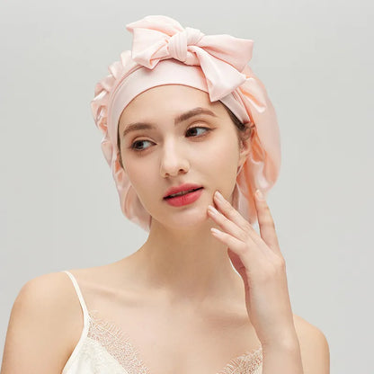 19 Momme Double-Layer Tie-Front Silk Bonnet