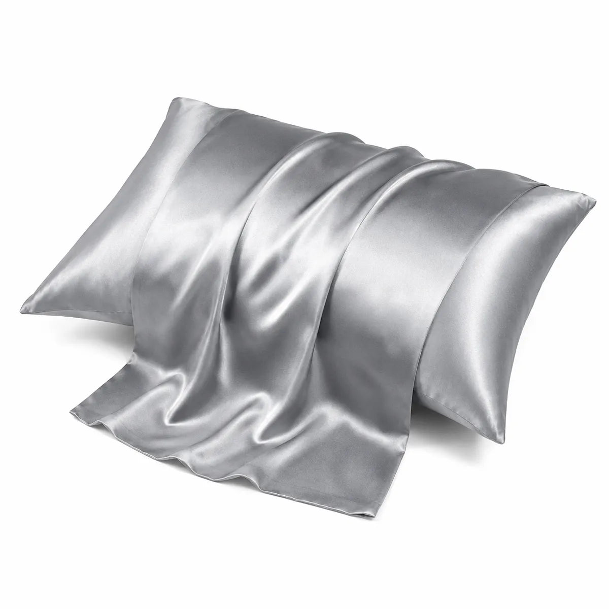 silver grey silk pillowcase