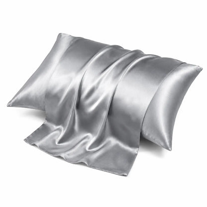 silver grey silk pillowcase
